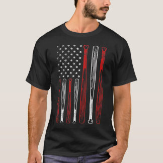 Baseball Bat American Flag Father's Day Gifts T-Shirt