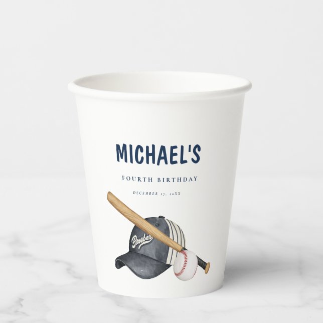 Baseball Bat and Ball Birthday Paper Cup (Front)