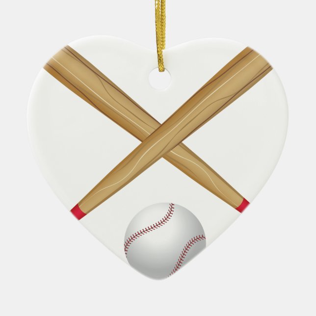 Baseball Bat and Ball Ceramic Ornament (Front)