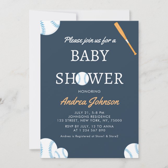 Baseball Bat & Balls Athletic Sports Baby Shower Save The Date (Front)