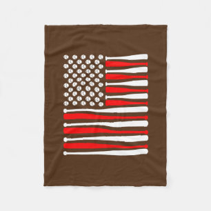 Baseball Bat Balls Patriotic American USA Flag Fleece Blanket