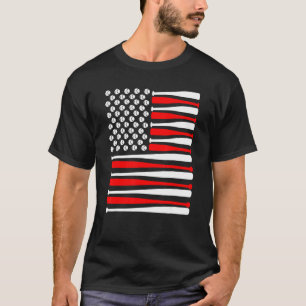 Baseball Bat Balls Patriotic American Usa Flag T-Shirt