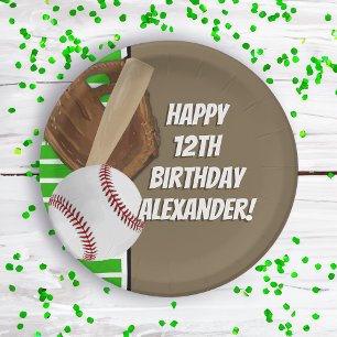 Baseball Bat Sports Boys Birthday Party Theme Paper Plate