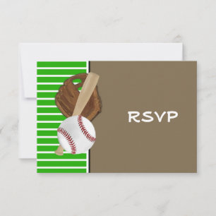 Baseball Bat Sports Boys Birthday Party Theme RSVP Card