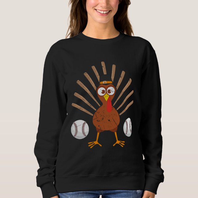 Baseball Bat Turkey Thanksgiving Sweatshirt (Front)