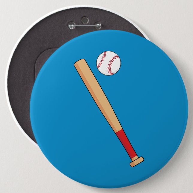Baseball Bat with Ball 6 Cm Round Badge (Front & Back)