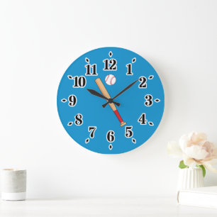 Baseball Bat with Ball Large Clock