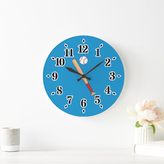 Baseball Bat with Ball Large Clock (Home)