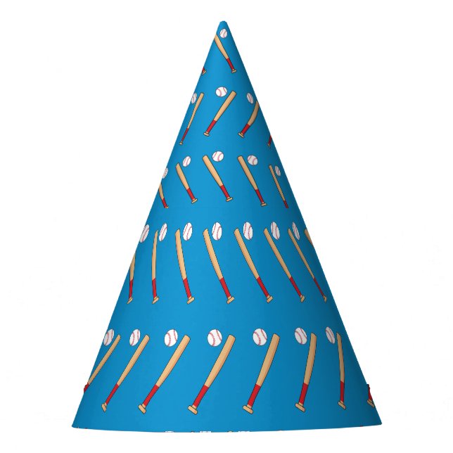 Baseball Bat with Ball Pattern Party Hat (Front)