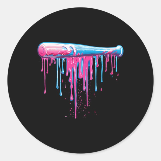 Baseball Bat With Sprinkles Drip For Men Boys  Classic Round Sticker (Front)