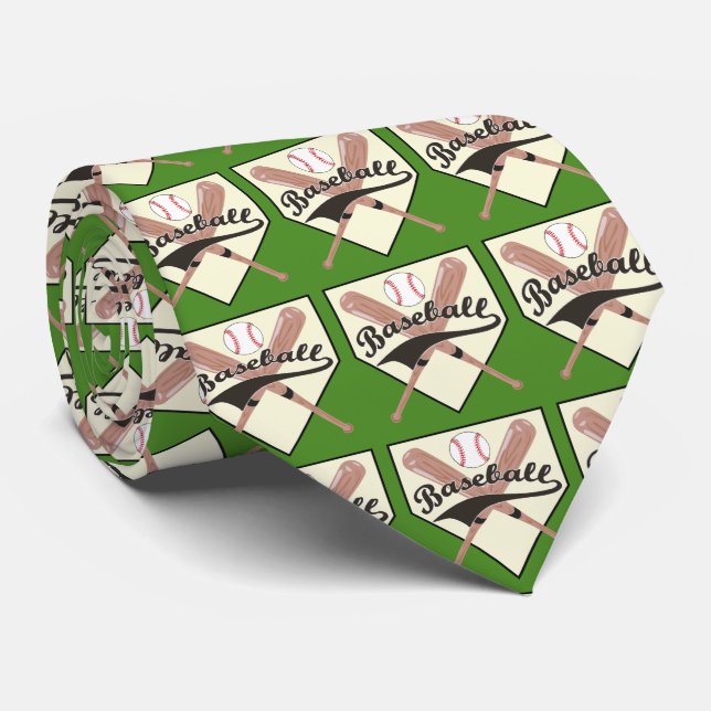 Baseball Bats Ball and Base Necktie (Rolled)