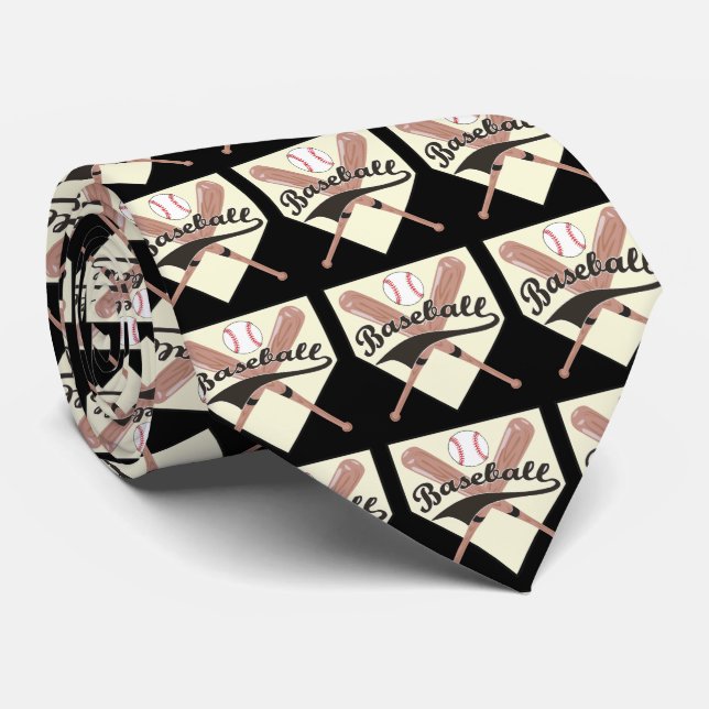 Baseball Bats Ball and Base Necktie (Rolled)