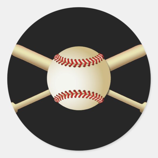 BASEBALL & BATS CLASSIC ROUND STICKER