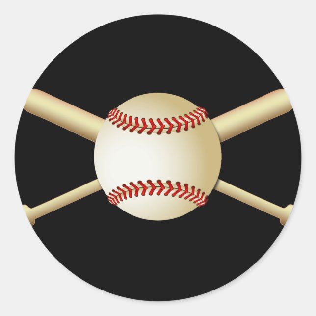 BASEBALL & BATS CLASSIC ROUND STICKER (Front)