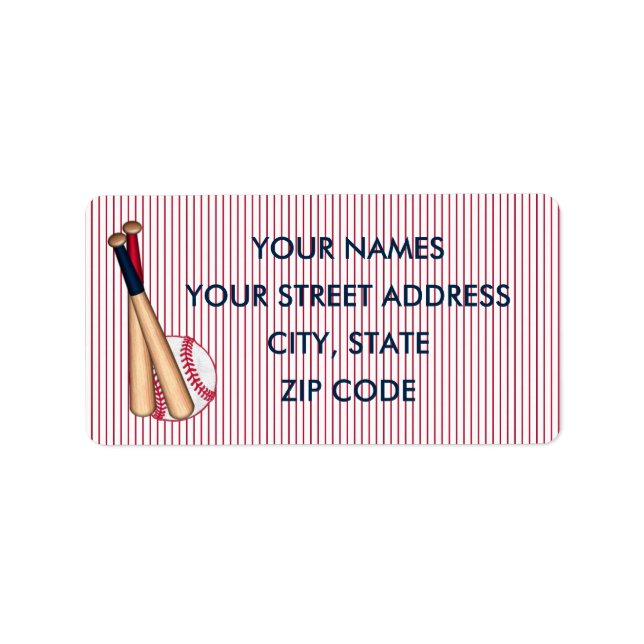 Baseball Bats Red Stripes Address Labels (Front)