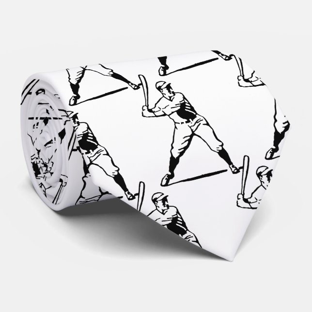 Baseball Batter Bat Player Tie (Rolled)