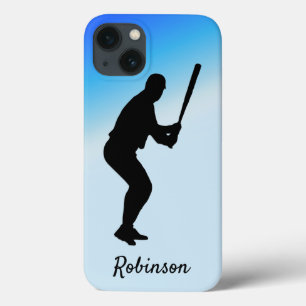 Baseball Batter Blue Sports Personalised iPhone 13 Case