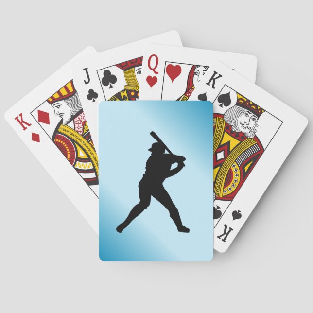 Baseball Batter Blue Sports Playing Cards (Back)