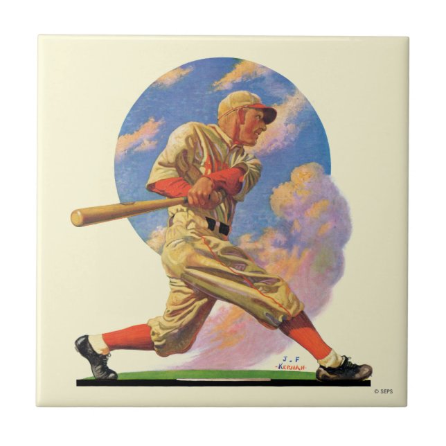 Baseball Batter Ceramic Tile (Front)
