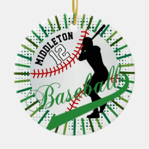 Baseball ⚾ Batter Design - Green Ceramic Ornament