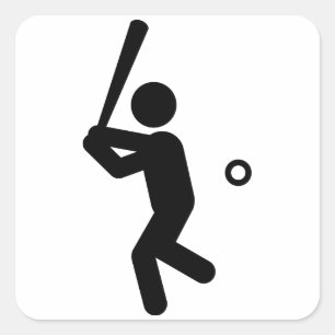 Baseball Batter Square Sticker