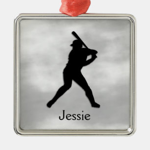 Baseball Batter Up Personalised Metal Ornament