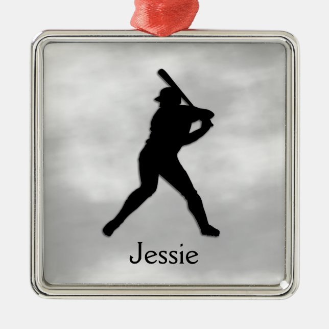 Baseball Batter Up Personalised Metal Ornament (Front)