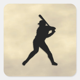 Baseball Batter Up Square Sticker