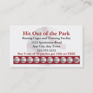 Baseball Batting Cage Sports  Loyalty Punch Card