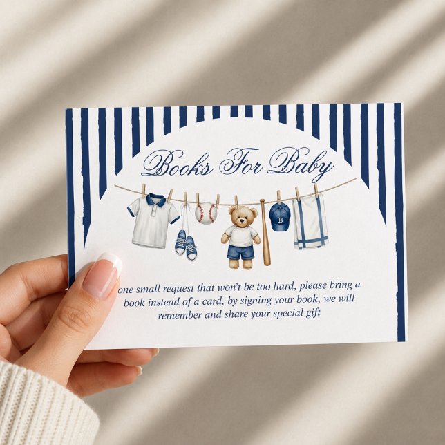 Baseball Bear Baby Shower Book Request Enclosure Card (Creator Uploaded)