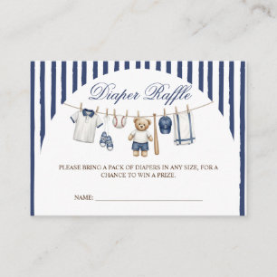 Baseball Bear Baby Shower Diaper Raffle Enclosure Card