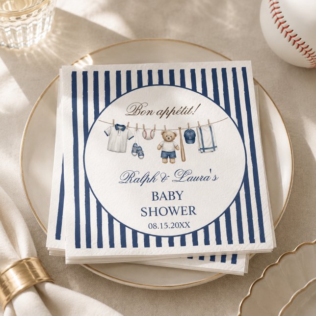Baseball Bear Baby Shower  Napkin (Creator Uploaded)