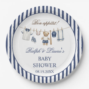 Baseball Bear Baby Shower Paper Plate