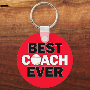 Baseball BEST COACH EVER Custom Team Color Sports Key Ring