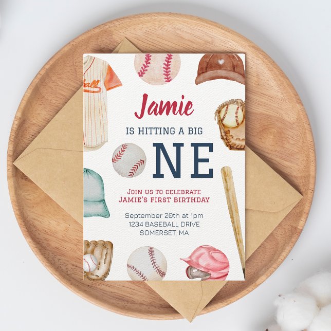 Baseball Big One Boy 1st Birthday  Invitation (Creator Uploaded)