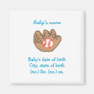 Baseball birth announcement / keepsake magnet