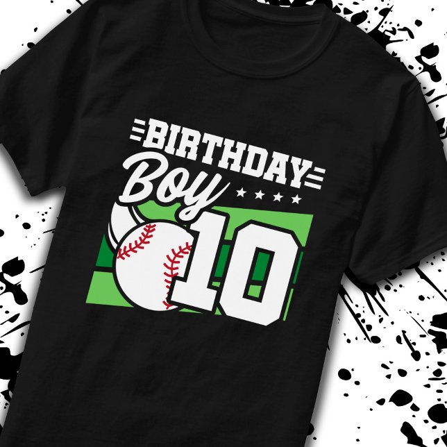 Baseball Birthday 10 Year Old Boy 10th Birthday T-Shirt (Creator Uploaded)