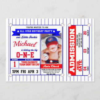 Baseball Birthday - 5x7 - Babys First Birthday Invitation