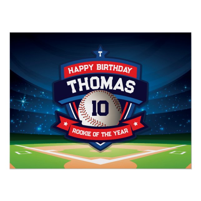 Baseball Birthday banner backdrop  Poster (Front)