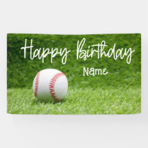 Baseball Birthday Banner with ball 