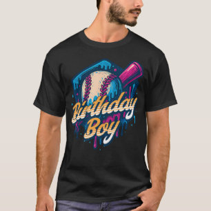 Baseball Birthday Boy Baseball Ice Cream Drip T-Shirt