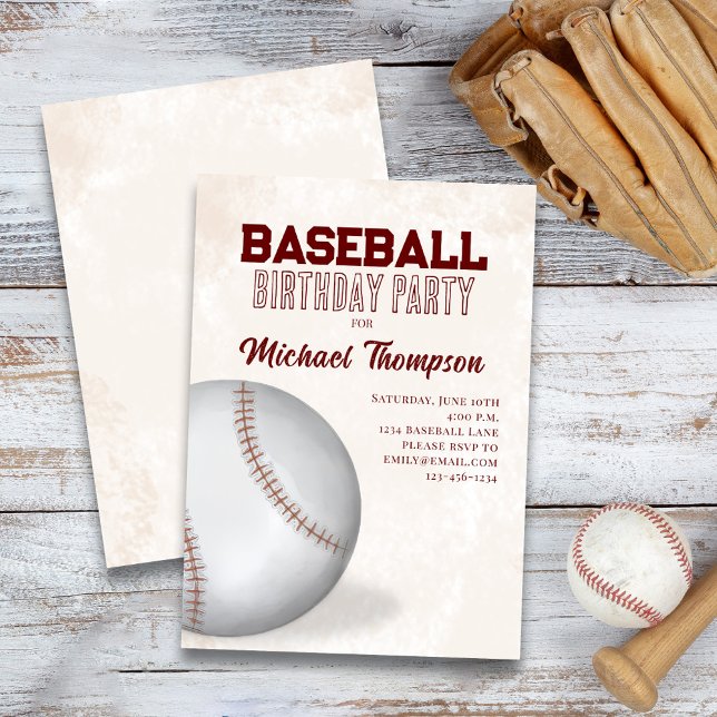 Baseball Birthday Boy Cute Custom Invitation (Baseball custom party invitation.)