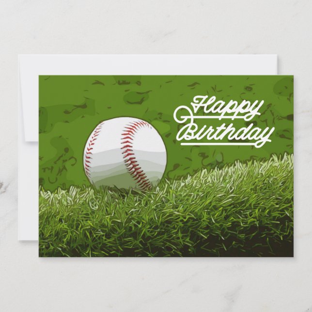 Baseball Birthday Card on green (Front)