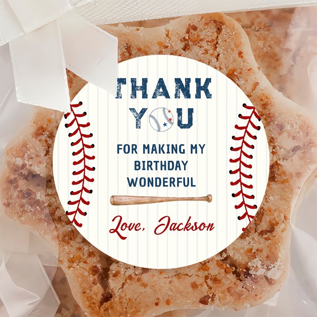 Baseball Birthday Classic Round Sticker (Creator Uploaded)