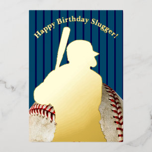Baseball Birthday Foil Holiday Card