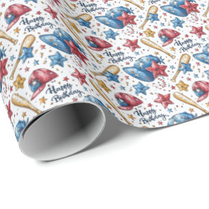 Baseball Birthday Gift Wrap Boy Wrapping Paper
