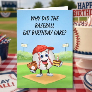 Baseball Birthday Humor Cake Slice Grand Slam Fun Card