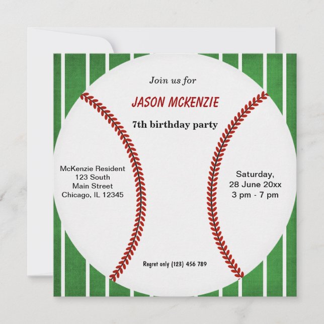 Baseball Birthday Invitation (Front)
