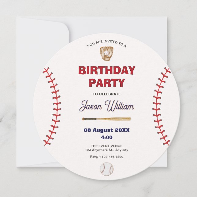 Baseball birthday invitation (Front)