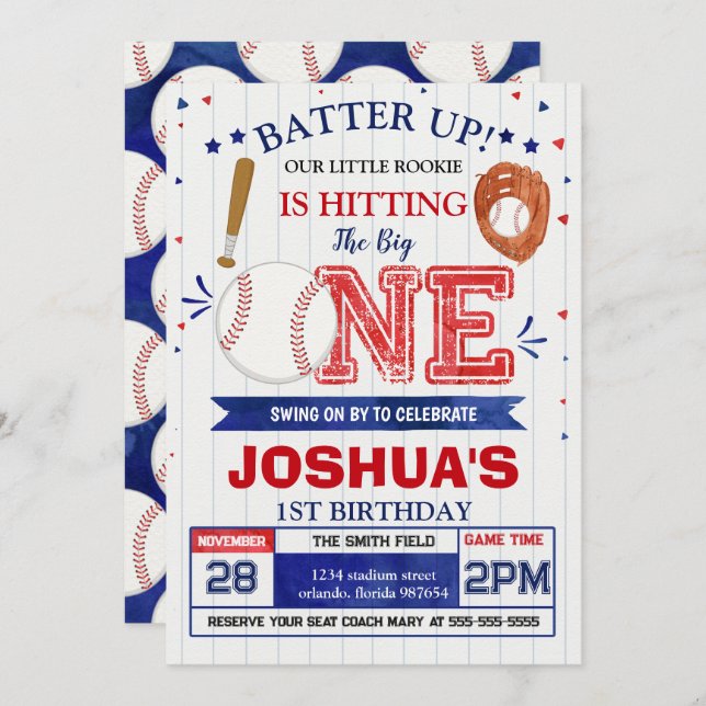 Baseball Birthday Invitation (Front/Back)